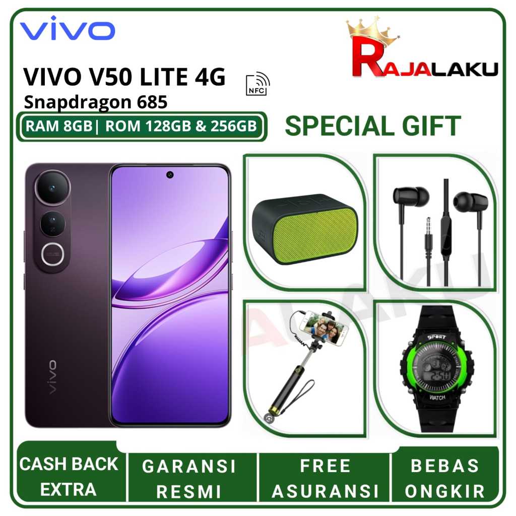 VIVO V50 LITE 4G NFC RAM [8/128GB] [8/256GB] | 6500mAh Battery+90W Flashcharge, AI Erase 2.0