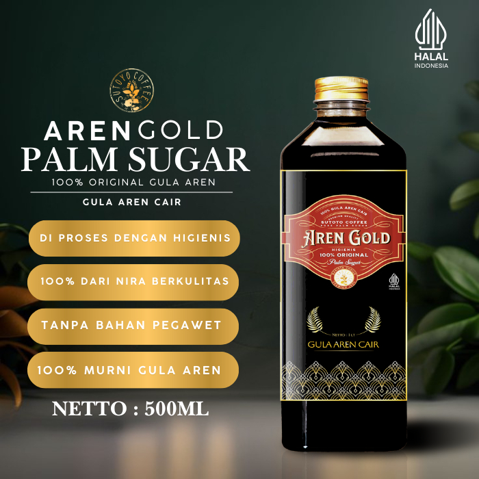 

Gula Aren cair 500ML Aren Gold 100% Original dan Higienis Sehat - Sutoyo coffee