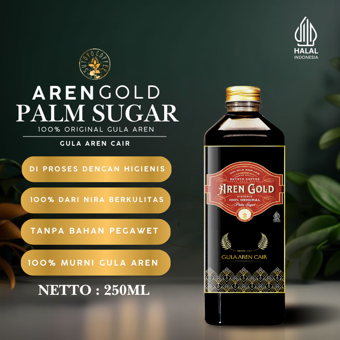 

Gula Aren cair 250ML Aren Gold 100% Original dan Higienis Sehat - Sutoyo coffee