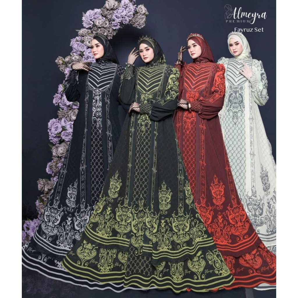 Fayruz set by Almeyra syari / Gamis set mewah / Gamis set Hijab