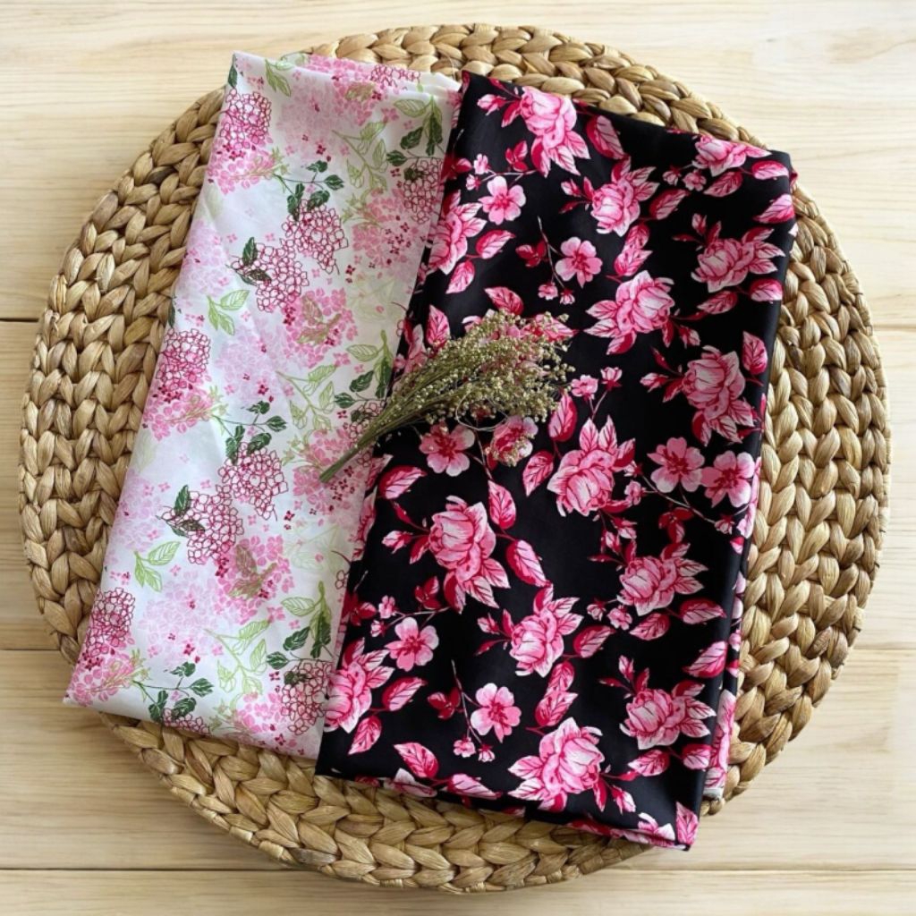 Kain satin silk premium-motif bunga(LULA) -halus & lembut tidak  transparan