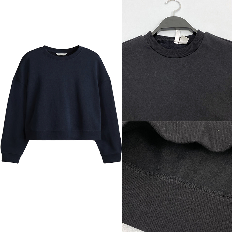 ATASAN KAOS SWEATER CROP LONGSLEEVE HITAM POLOS