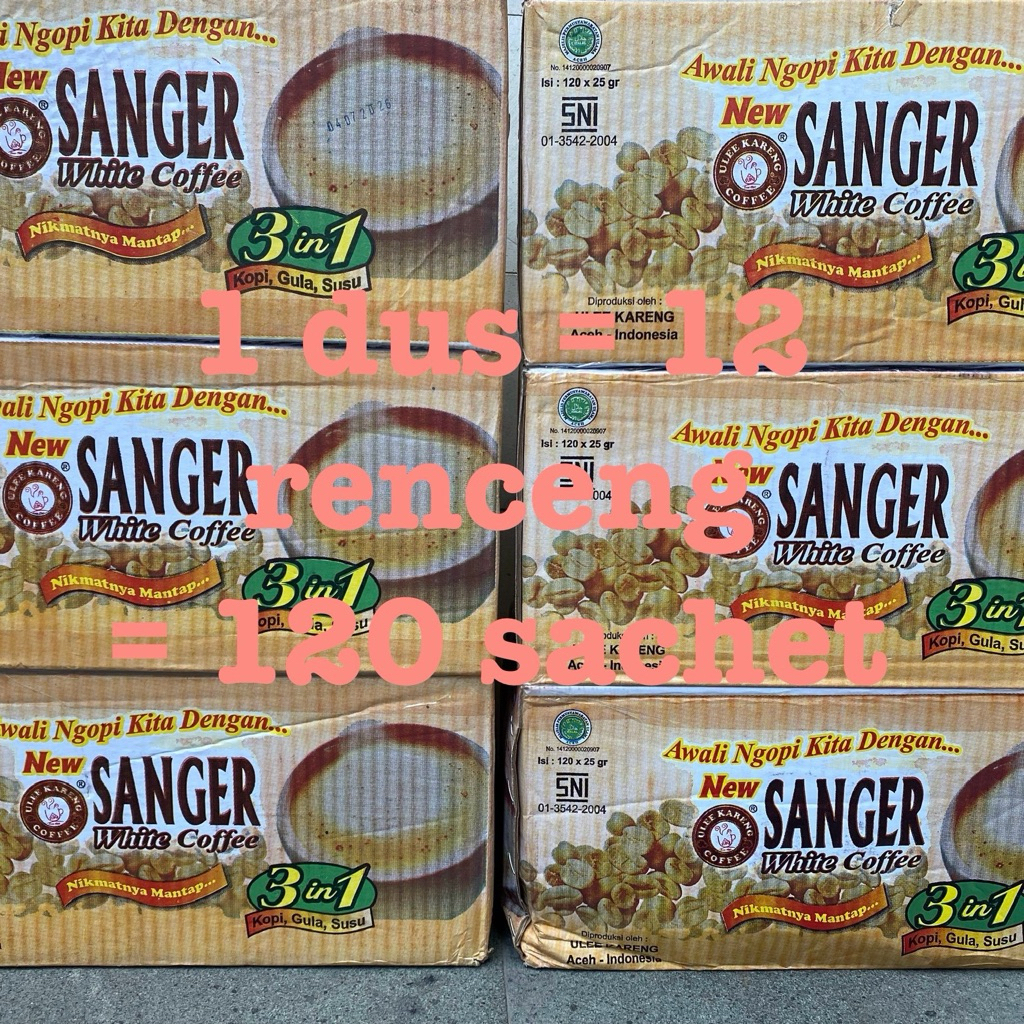 

Kopi Sanger [120 sachet] | White coffee Ulee Kareng