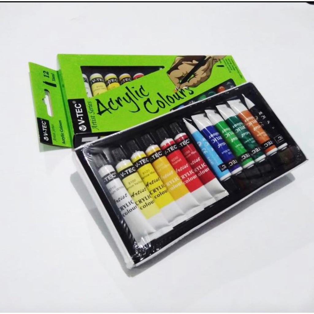 

Cat Acrliyc V-tec 6ml 1sett isi 12 warna