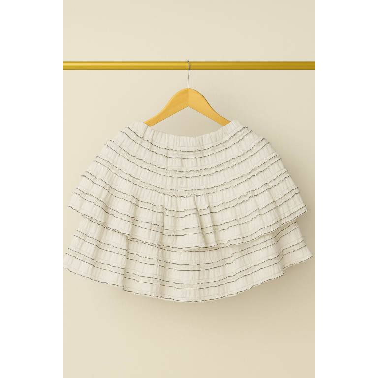 Rok Mini Lucu Motif Garis Ruffle - Vani Skirt