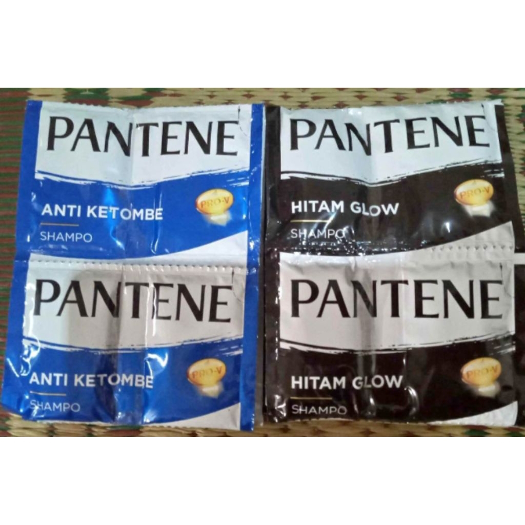 Shampo Pantene anti ketombe dan hitam glow 48 Sachet