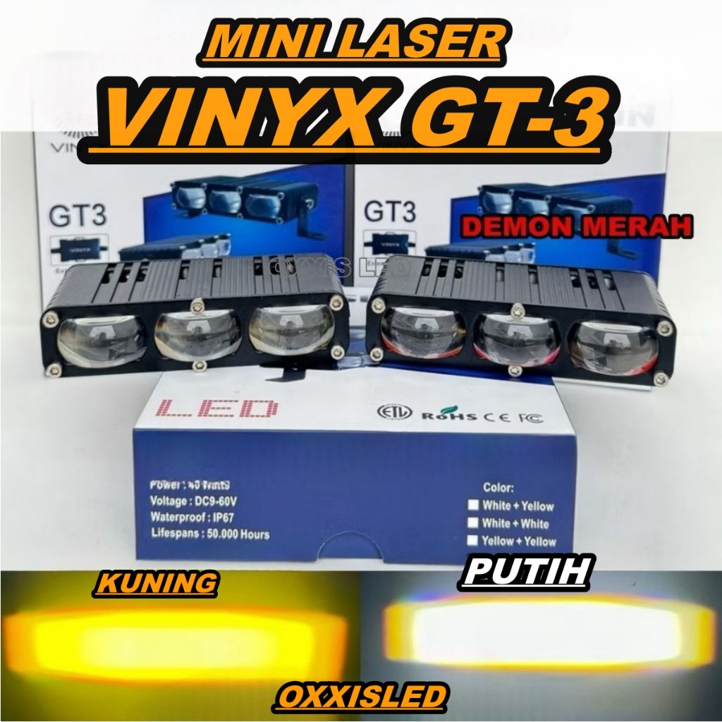 Lampu Tembak GT3 Vinyx Slim 3 Mata Mini Laser 2 Warna 30 WATT Laser Gun GT3 Vinyx...