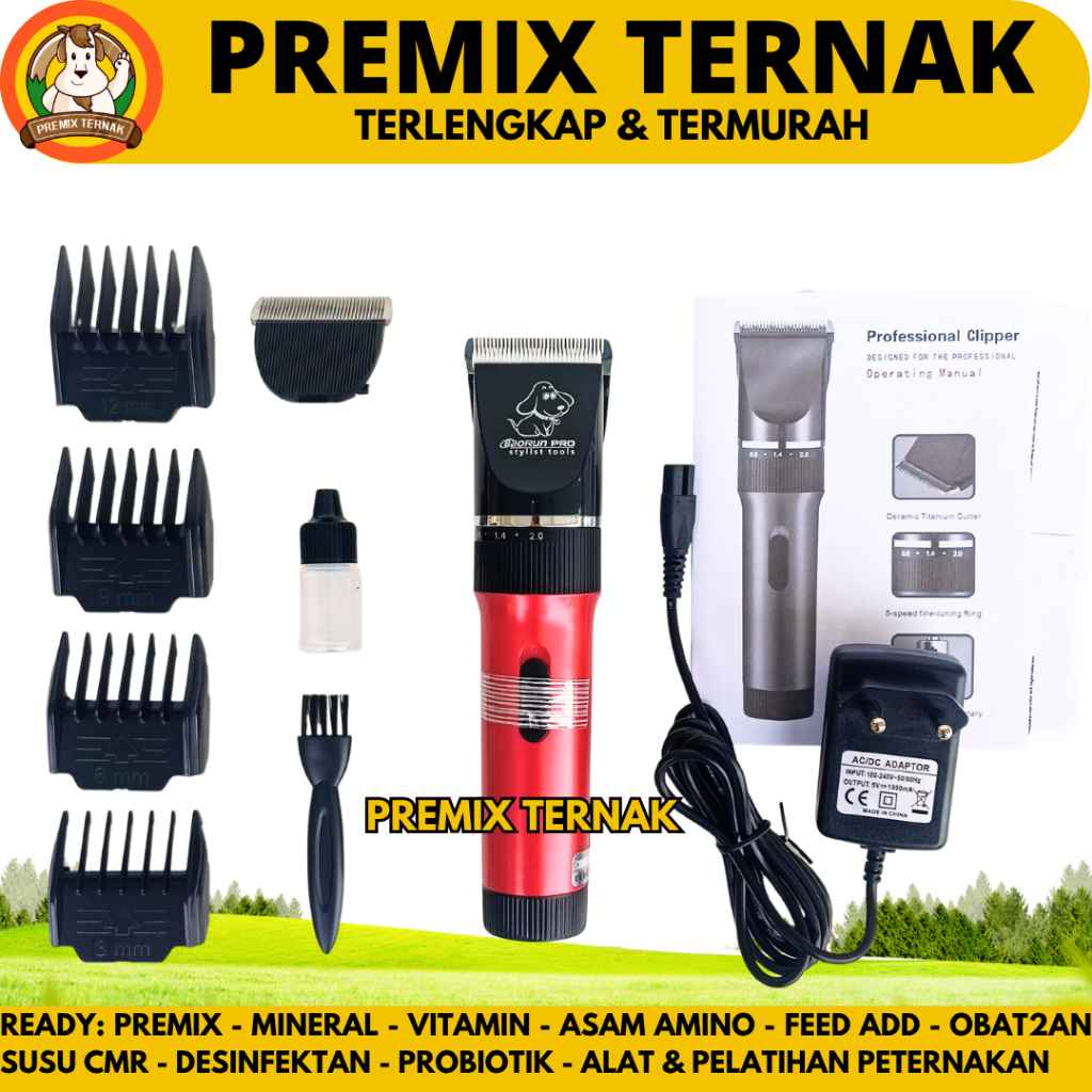 BAORUN P6 MERAH - Alat Cukur Hewan Elektrik untuk Bulu Domba - Mesin Cukur Domba Anjing Kucing Kambi