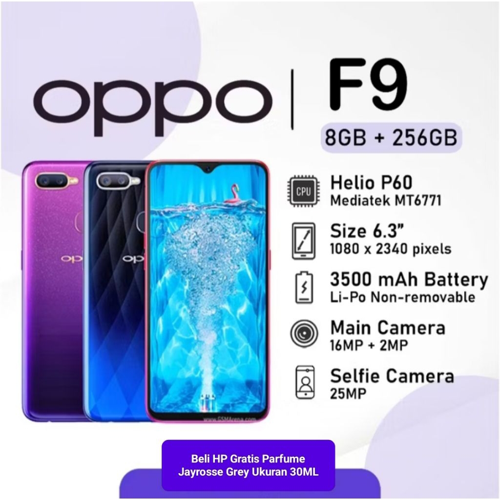 Oppo F9 4G Ram 4GB Rom 64GB HP Kekinian Hp Pria HP Wanita HP Gaming HP Viral HP Yg Di Sukai Masyarak
