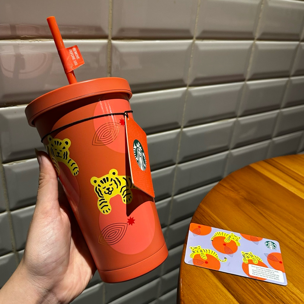 RARE Tumbler Starbucks Tiger Tangerines CNY 2022 Edition Stainless Steel Original Starbucks