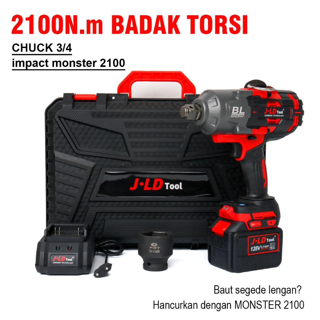 JLD 2100NM Impact wrench Brushless 3/4" High Torque lmpact Spanner Kit impact wrench 128VF Xtra