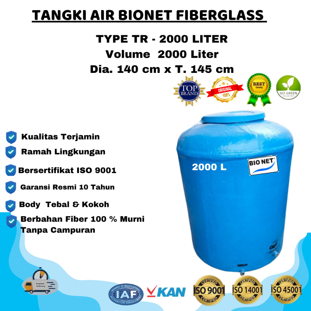 TOREN AIR, TANGKI AIR, TANDON BIONET 2000 LITER