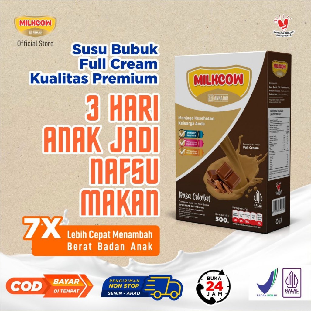 

Milkcow Susu untuk Gemuk Badan dan Tambah Nafsu Makan Kemasan 500 gr / Susu Penggemuk Badan