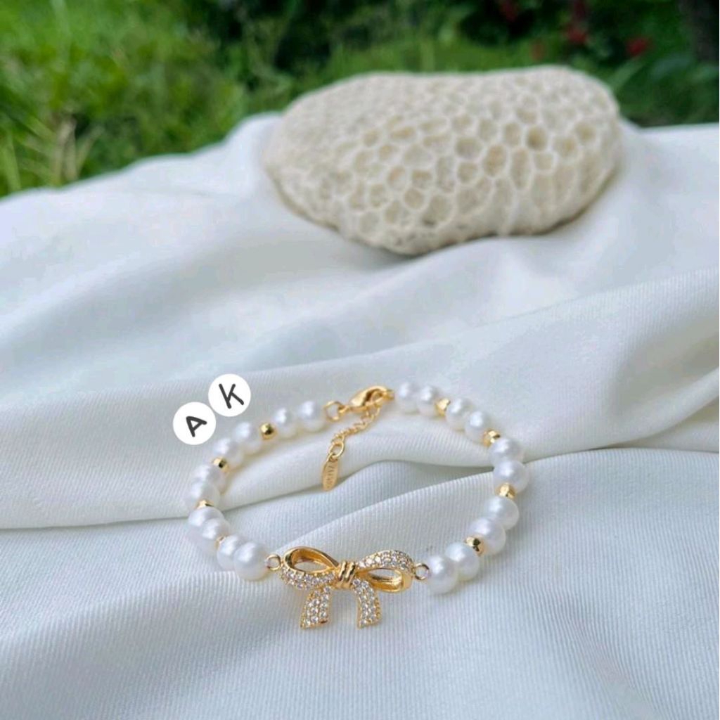 gelang rhodium mutiara air tawar/gelang mutiara tawar asli lombok