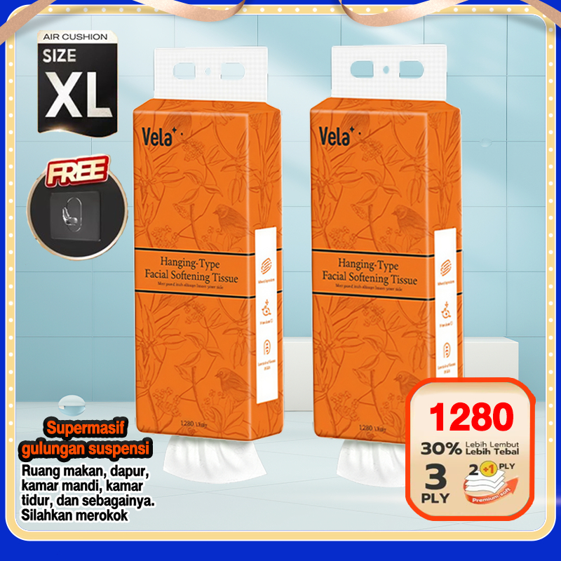 [2 PACK & 4 PACK] 3 PLY, 1280 SHEETS Tissue VELA GANTUNG Tissue Elegan Vela Tissu Tissue Minyak Tiss