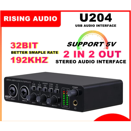 BOMGE U204 USB Audio Interface for PC Computer Recording Music, 2x2 Guitar Audio Interface for Mac 3