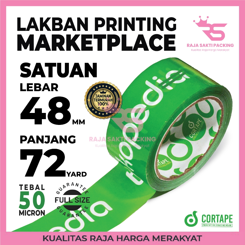 

Lakban OPP Tape Selotip Online Shop Fragile 3in1 Besar Marketplace Printing Hijau