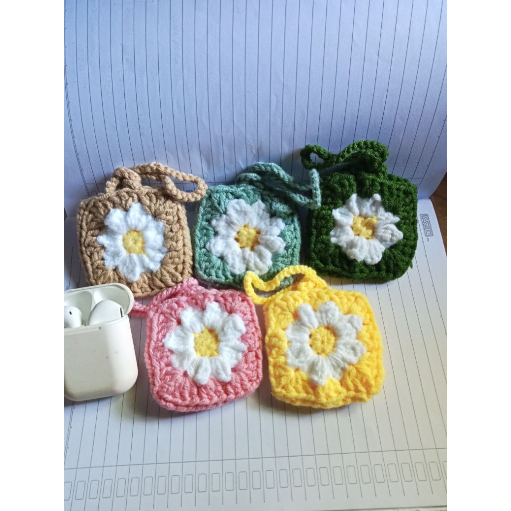 earphone case crochet pouch rajut handmade