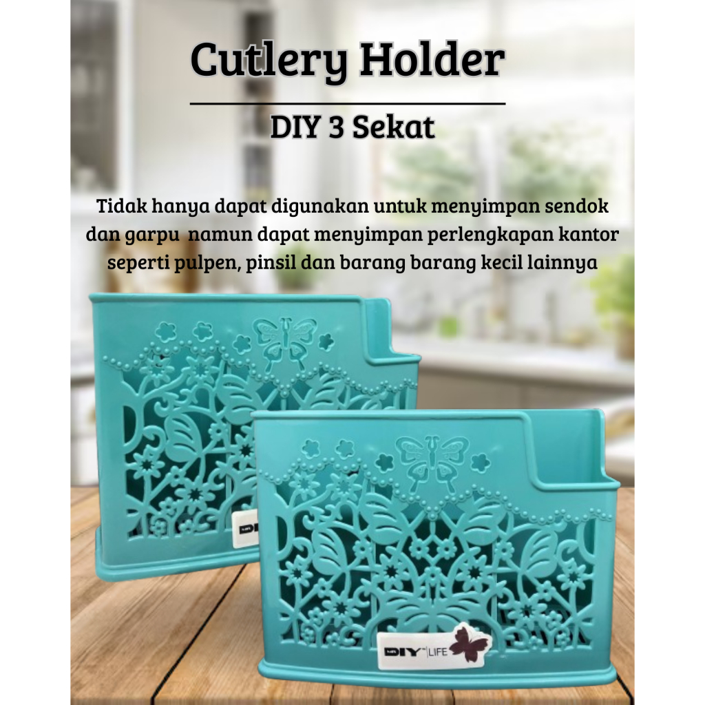 Tempat Sendok DIY 3 Sekat / Cutlery Holder MR DIY - Organizer Plastik Premium
