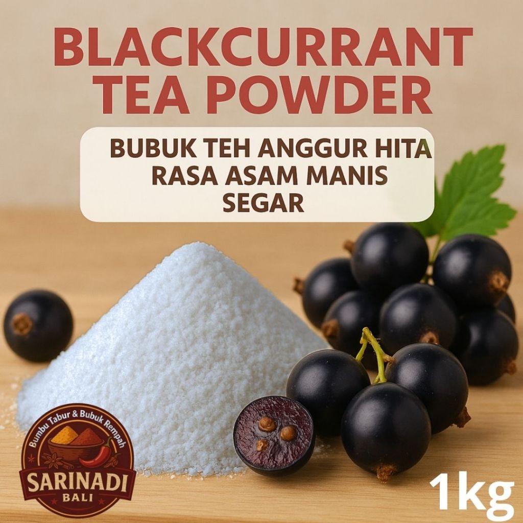 

Blackcurrent Tea Powder 1Kg Kiloan Bubuk Teh Anggur Hitam Rasa Asam Manis Segar