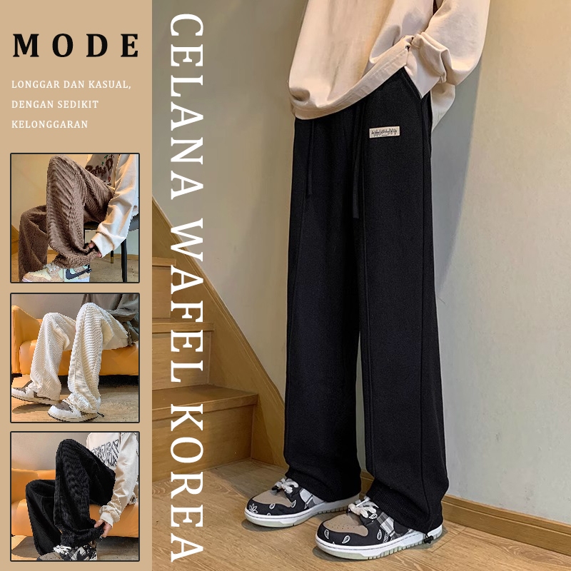 celana wafel celana panjang pria celana panjang celana korean style celana standar pria celana longg