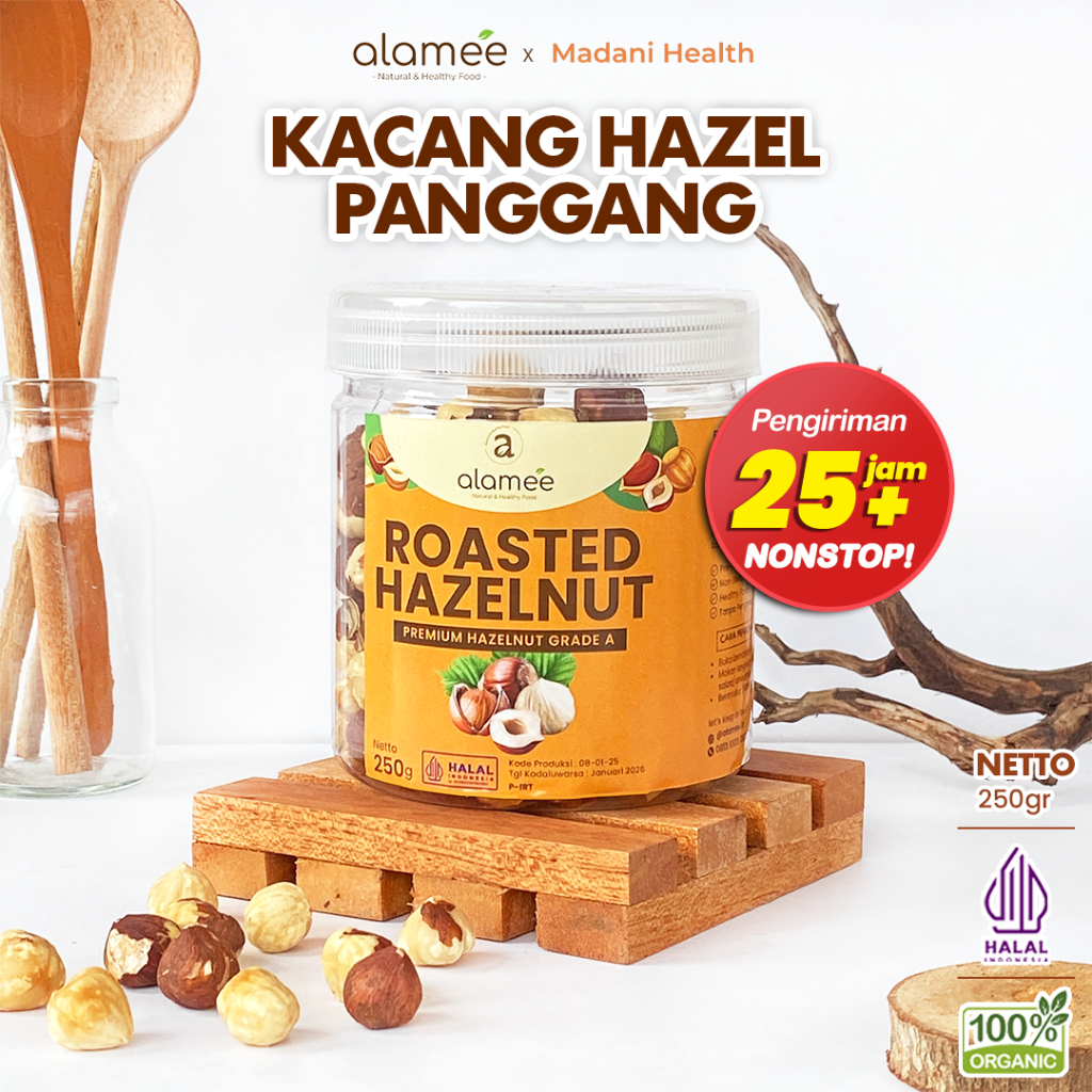

ALAMEE Kacang Hazelnut Panggang Hazelnut Roasted Cemilan Sehat Rendah Kalori Kacang Kemiri 250gr