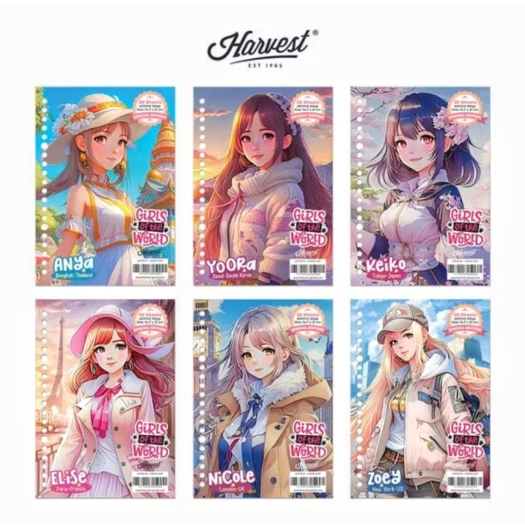 

(HARGA PER LEMBAR) Loose leaf/ Isi Binder Harvest A5 seri Girls of the World orld 1