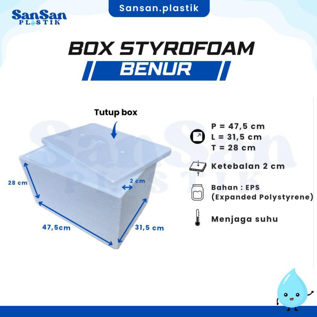 Box Styrofoam BENUR / box ikan / box minuman / cool box / box gabus