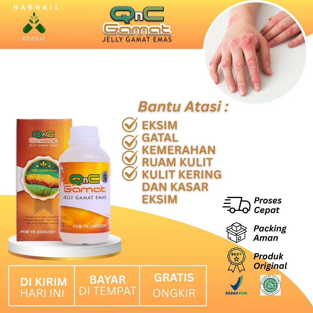 QnC Jelly Gamat Obat eksim,kulit kering dan kasar,ruam kulit,gatal kemerahan Herbal Alami Esktrak Te