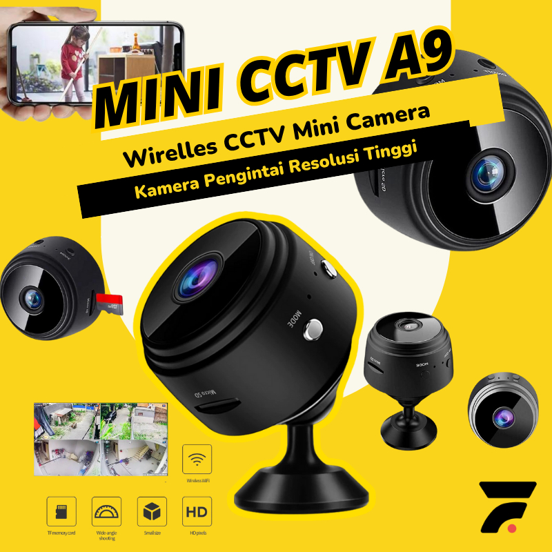 CCTV A9 Mini Nirkabel Wifi Camera Micro 360 Spy Cam Kamera Pengintai Pengawas Pemantau Keamanan Ruma