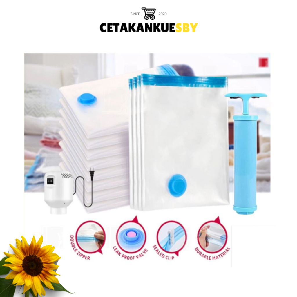 (CKS) Vacuum Baju Traveling / Vacuum Baju / Plastik Vacuum Pakaian / Pompa Vacuum