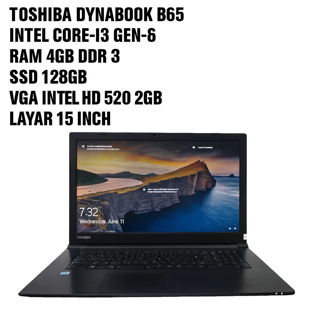 Laptop Toshiba Dynabook B65 i3 Gen 6-6100U / RAM 4GB / SSD 128GB / Layar 15” / Siap Pakai – Bergaran