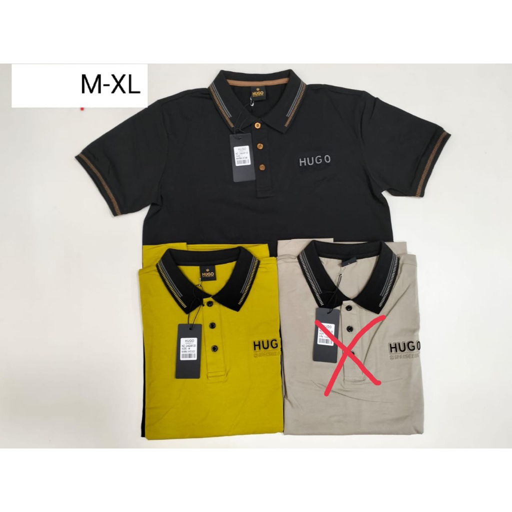 KAOS BERKERAH LAKI LAKI SPANDEK PREMIUM/KAOS HUGO BERKERAH SIZE M-XL