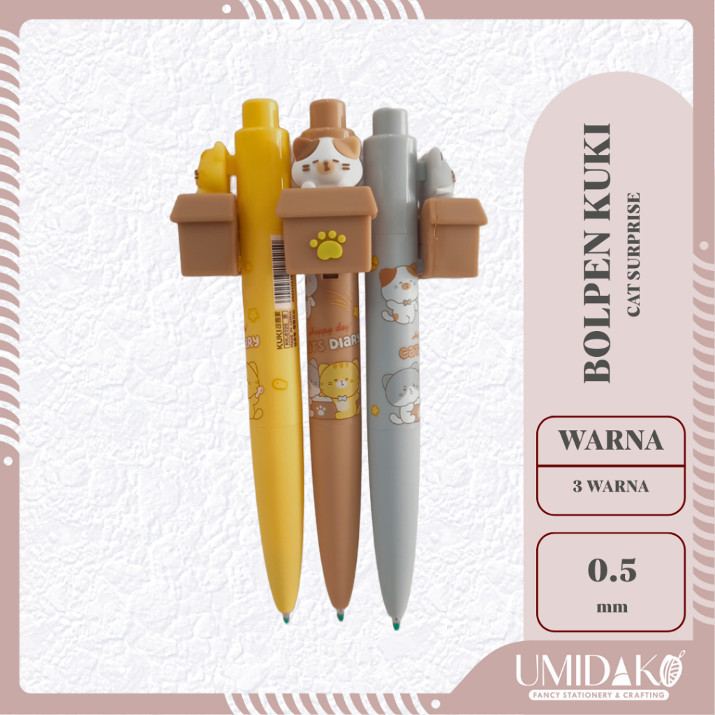 

[UMIDAKO] BOLPEN PULPEN KUKI KUCING LUCU VIRAL TINTA HITAM 0,5MM 0.5MM | BOLPEN LUCU CAT SURPRISE | BOLPEN LUCU KUCING MUNCUL DARI KOTAK