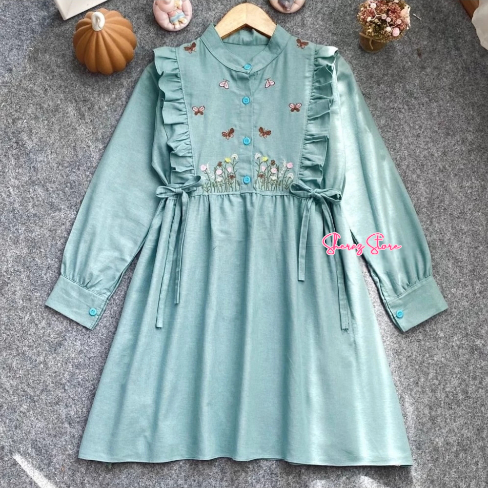 Promo Fatiya Baju Atasan Tunik Linen Bordir Wanita Terbaru Kekinian Jumbo Ld 120 - 92 Putih Hiitam