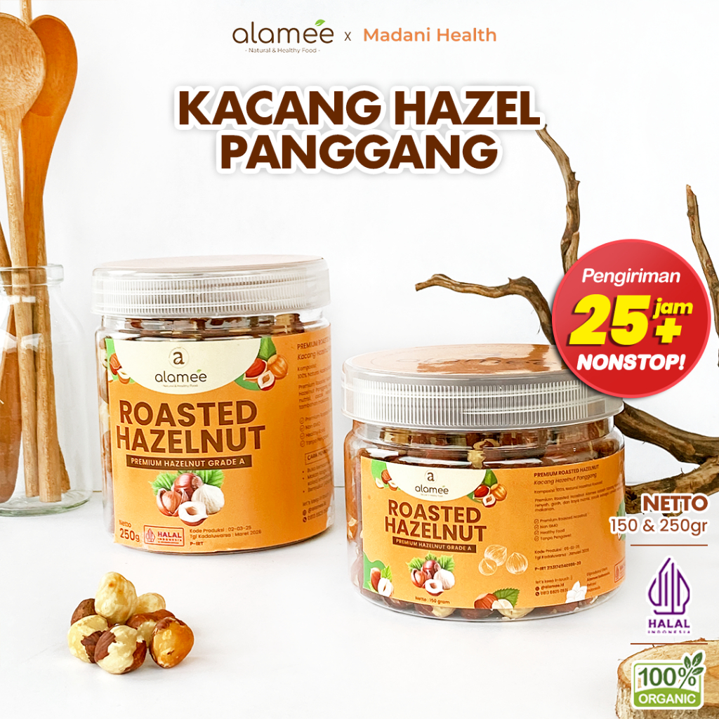 

ALAMEE Kacang Hazelnut Panggang Hazelnut Roasted Cemilan Sehat Rendah Kalori Kacang Kemiri 250gr