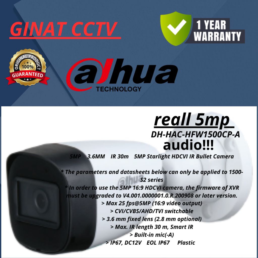 KAMERA DAHUA 5MP AUDIO original outdoor