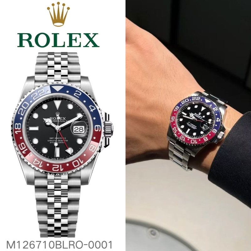 【100% ASLI】Jam Tangan Rolex Pria Seri GMT-Master II 126710BLRO-0001 Dial 41mm Merek bersama Pepsi 18