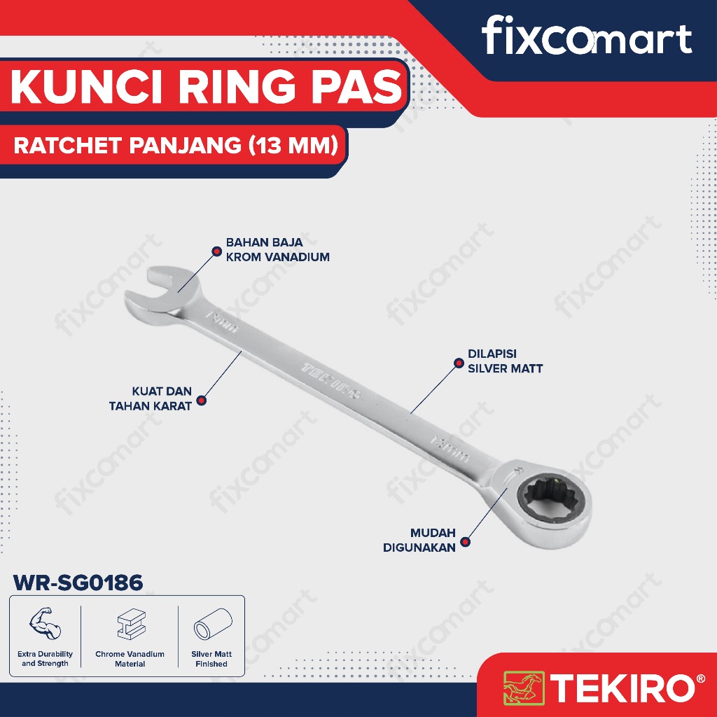 Tekiro Kunci Ring Pas Ratchet Panjang 13 Mm