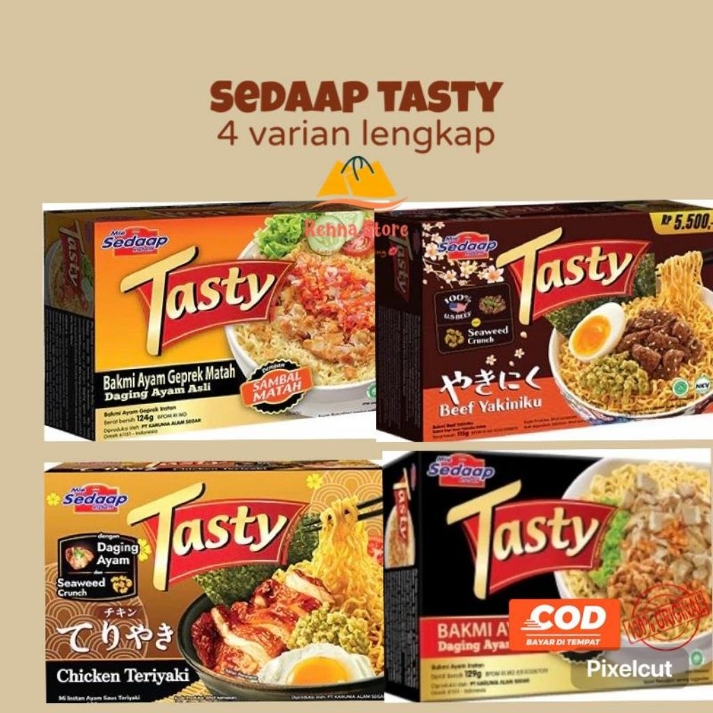 

12pcs Sedaap Tasty Mie Instan Ayam Geprek Beef Yakiniku Chicken Teriyaki Ayam Bakmi Food Noodles