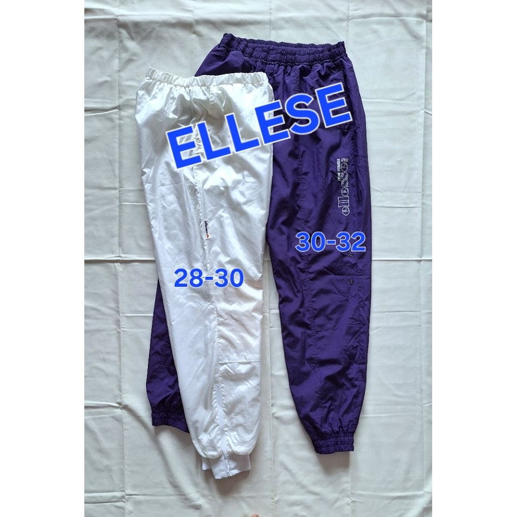 Celana ELLESSE Jogger Trainning Parasut Putih Ungu Panjang Pria Wanita Trackpants Olahraga Sport