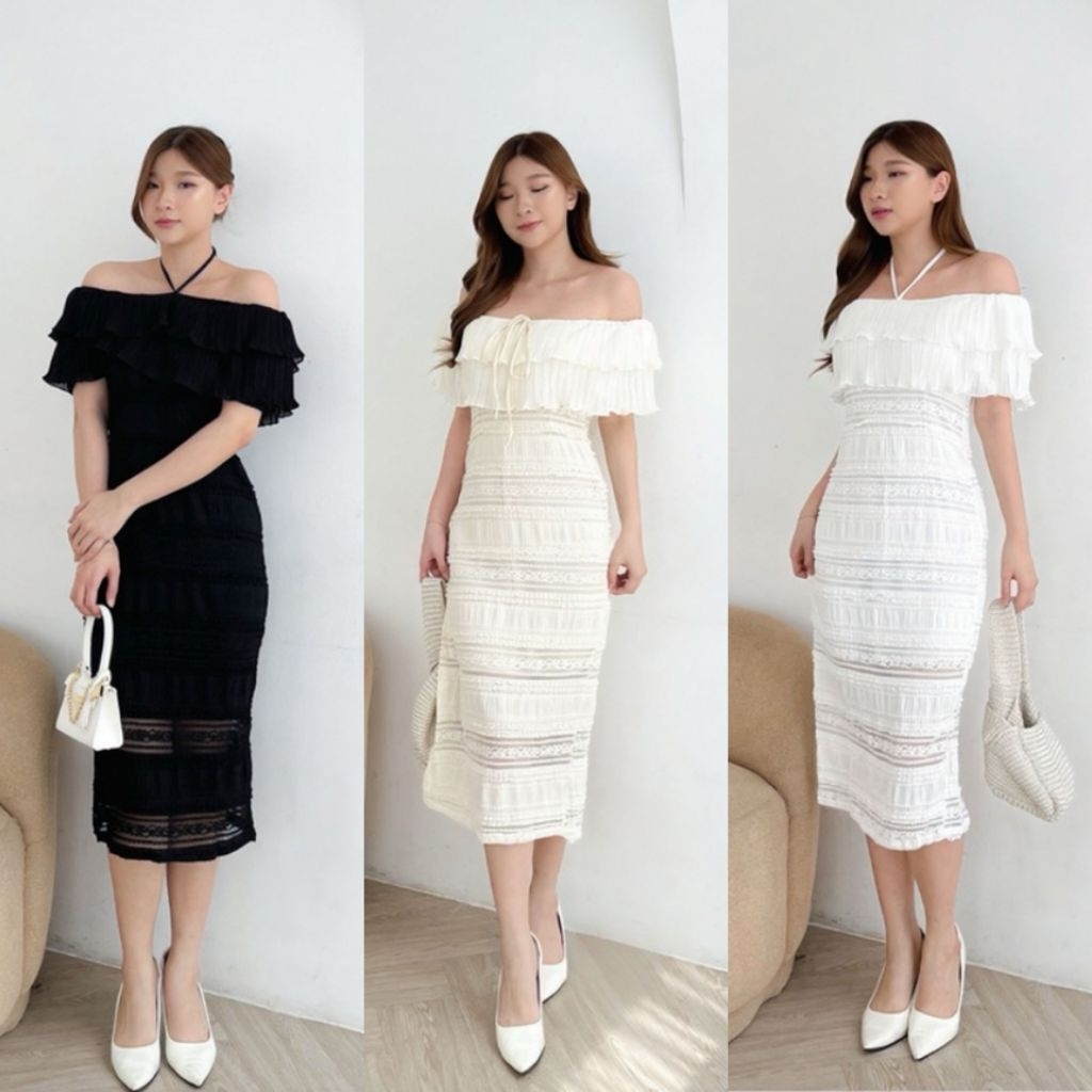 LETIZIA - GRACIA DRESS PESTA LACE BRUKAT RENDA SABRINA SLIM BODYFIT MEWAH ELEGANT