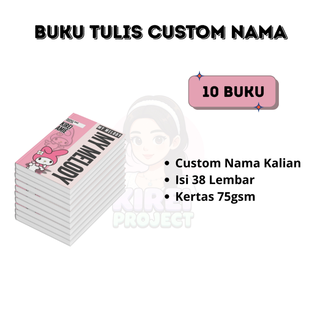 

Buku Tulis Custom Nama My Melody 10 Buku