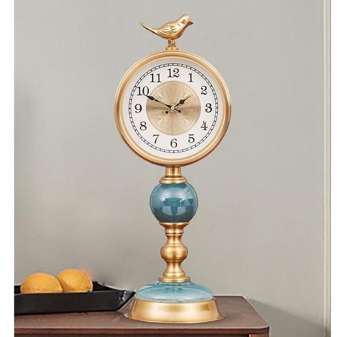 TATA HUNI - Pajangan Dekorasi Meja Jam Eropa Retro keramik / Jam Meja Etnik Lishida