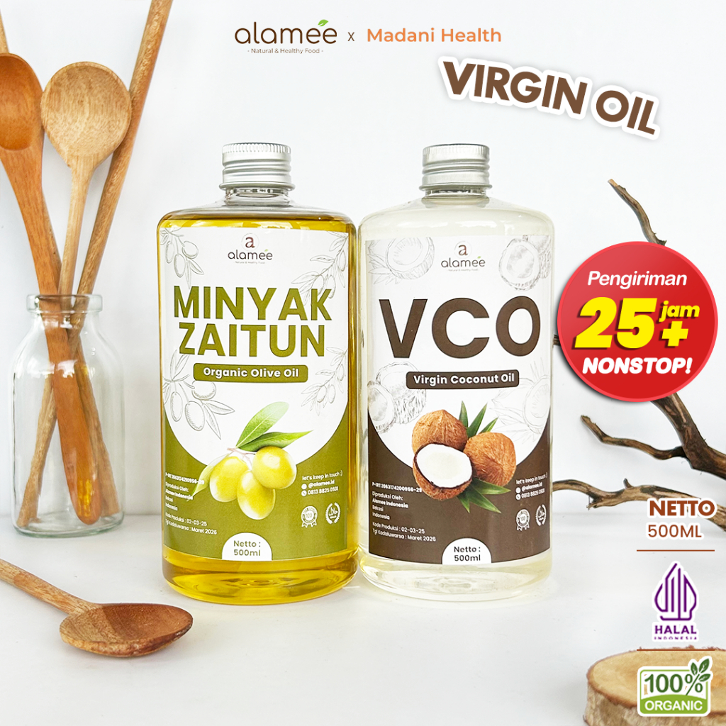 

ALAMEE Virgin Coconut Oil Minyak Zaitun Kelapa Murni Extra VCO Dapat Di minum Di masak Organik 500ml