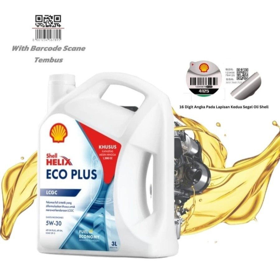 OLI SHELL ECO plus 5W-30 LCGC Oli Mesin 5W30 Full Synthetic Galon Original