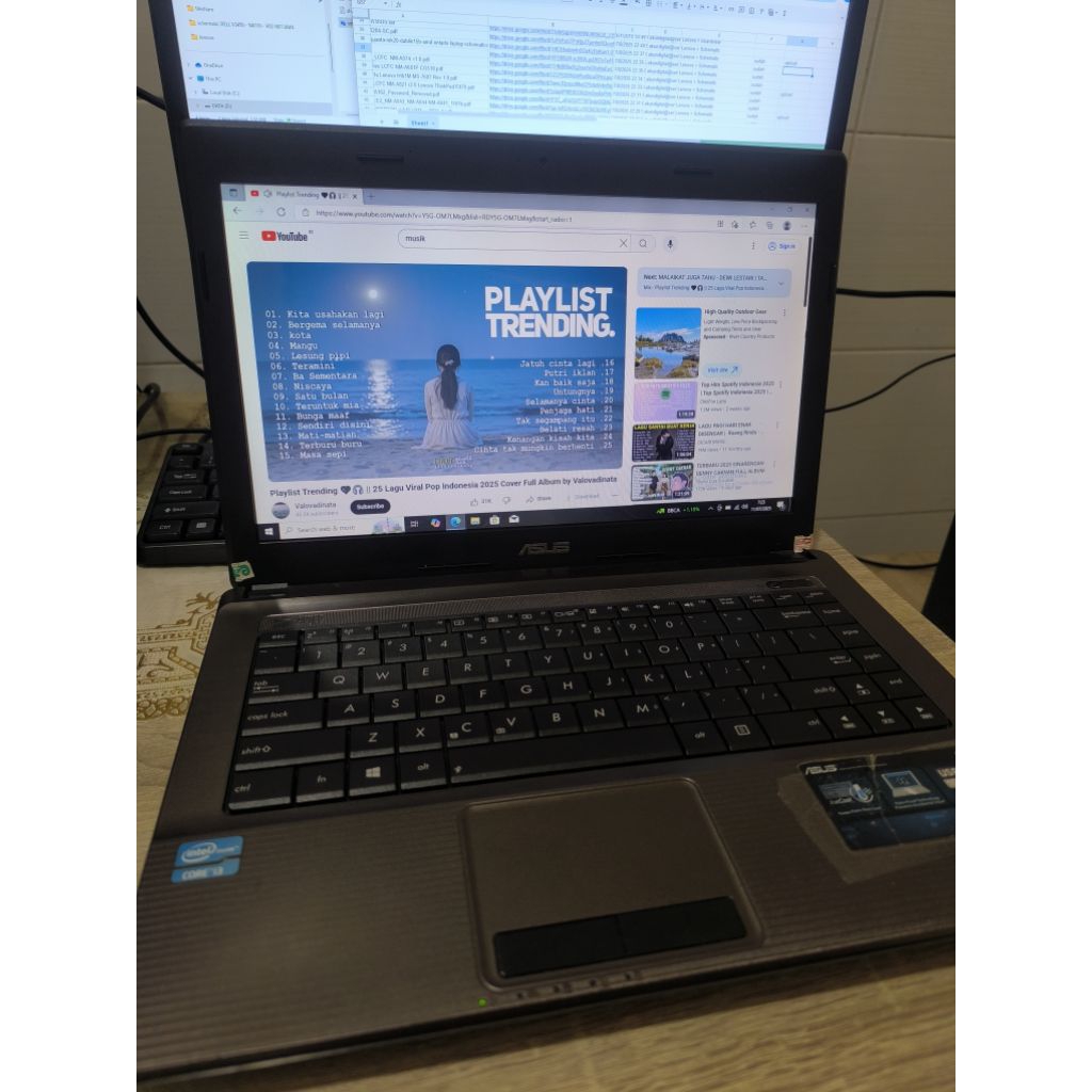 Laptop Asus A44H Intel Core i3 Generasi 2 RAM 8GB SSD 512GB Layar 14inch