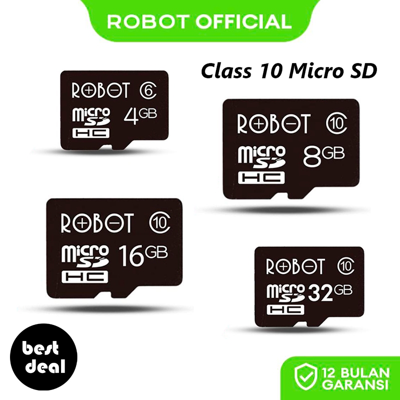 ROBOT Micro SD TF 4GB / 8GB / 16GB / 32GB Memory Card Kartu Memori HP Tablet Class 10 Original - Gar