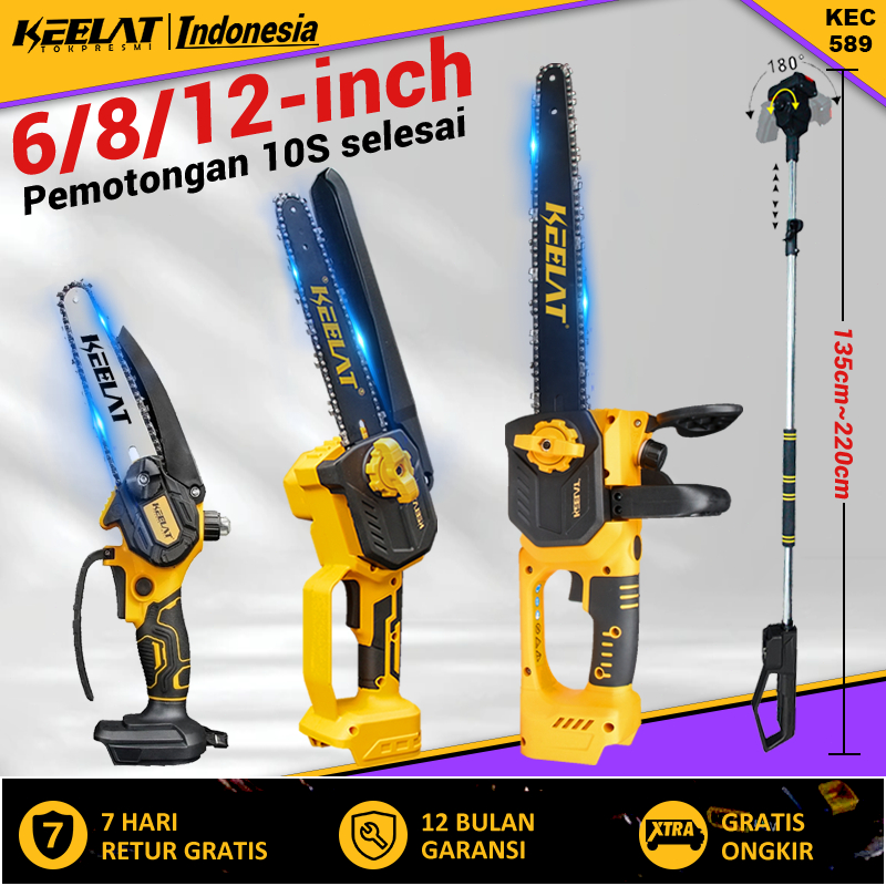 KEELAT-6/8/12 inch Brushless Chainsaw Cordless Chainsaw Wood Cutter Saw Mesin Potong Pokok Chainsaw