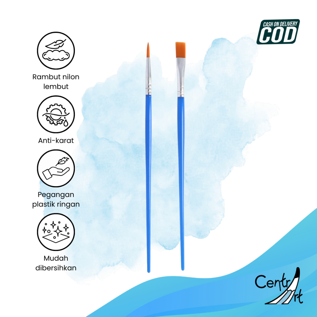 

Kuas Nylon Flat brush dan round ultra fine tip brush (isi 5pcs)
